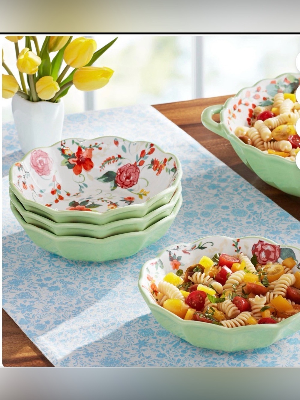 Set Of Four (4) Pioneer Woman PAINTED MEADOW  7.28" Pasta Bowls  Floral